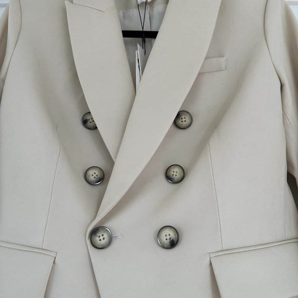 Veronica Beard Miller Dickey Jacket Size 2 in Ecru Faux Leather Double-breasted - Picture 8 of 11